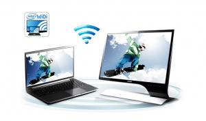 В ноутбуках на базе   процессора Intel   такой метод беспроводной передачи видео и аудио, как Wireless Display (WiDi), который позволяет передавать видеосигнал с разрешением 1080p HD (WiDi - Intel)