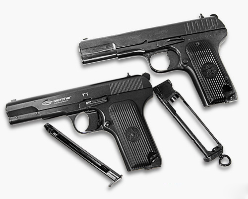 У зв'язку з тим, що пневматична зброя так само користується популярністю, розроблені кілька варіантів пневматичних 4,5-мм пістолетів, які використовують деталі штатного пістолета ТТ: Gletcher TT NBB;  Gletcher TT;  ТТП «Собр»;  МР-656k;  Crosman C-TT